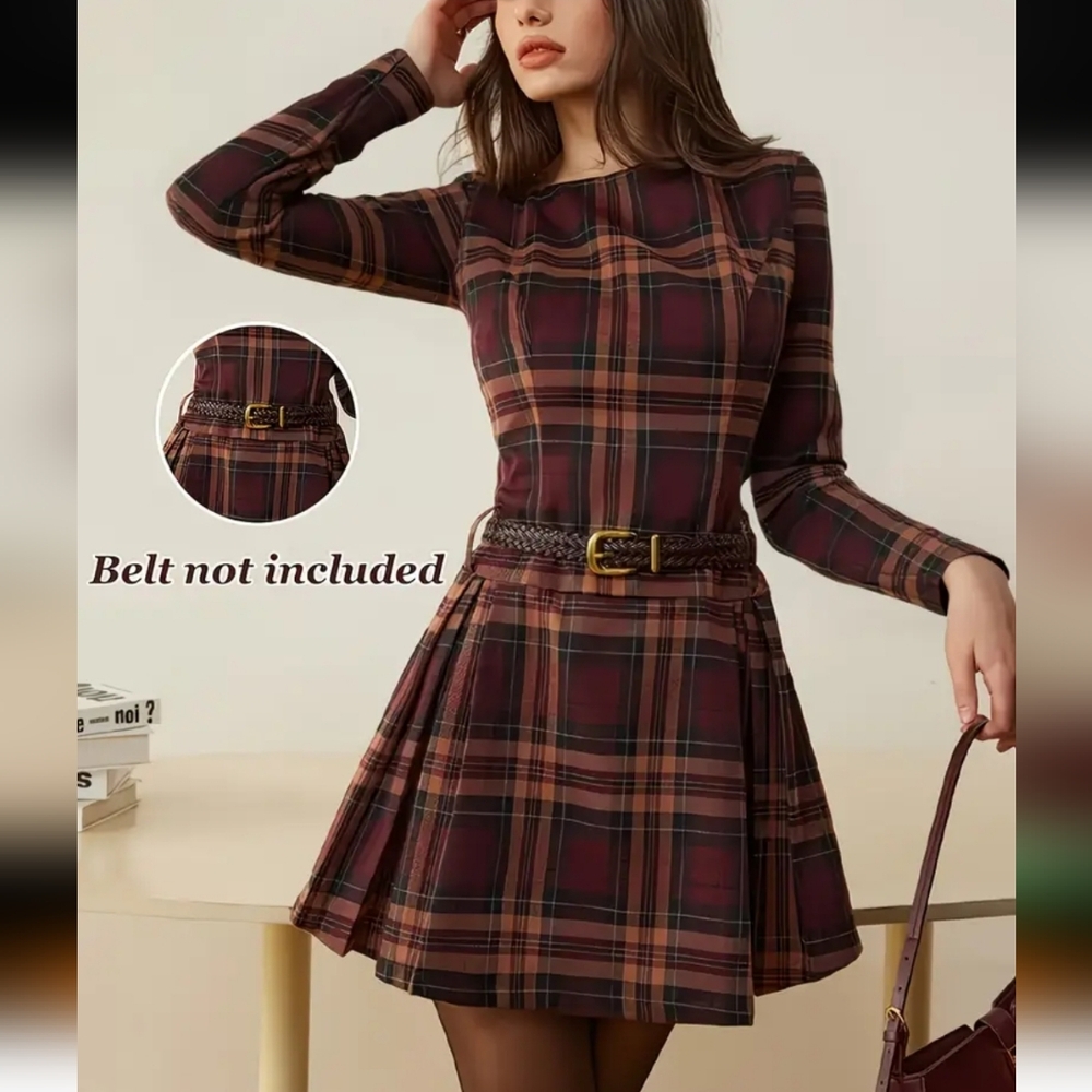 3/$30 Plaid Long Sleeve Dress